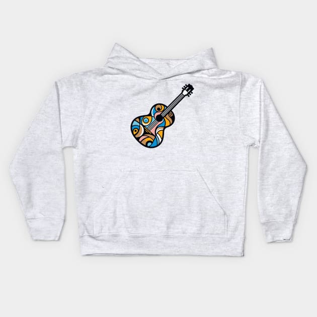 Guitar illustration. Guitar illustration in cubist style Kids Hoodie by gblackid